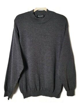 Vintage Brandini Italy Mens Gray Merino Wool Long Sleeve Golf Pullover Sweater L